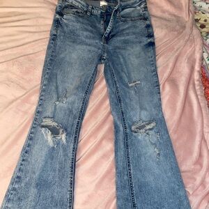 No Boundaries Light Blue Distressed Flare Jeans